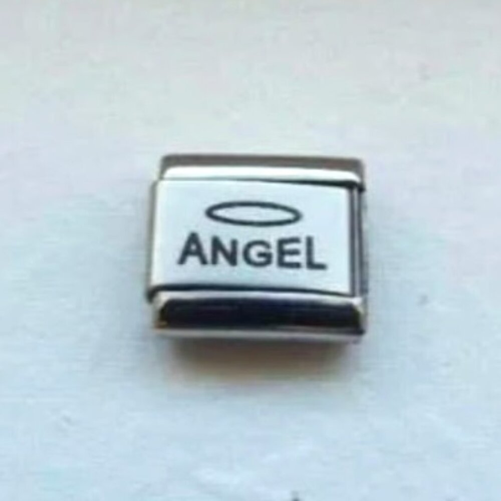Angel and a halo laser 9mm stainless steel italian charm bracelet link new